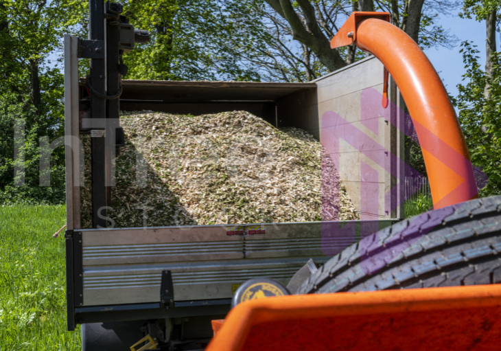 Wood chip in back of chip truck